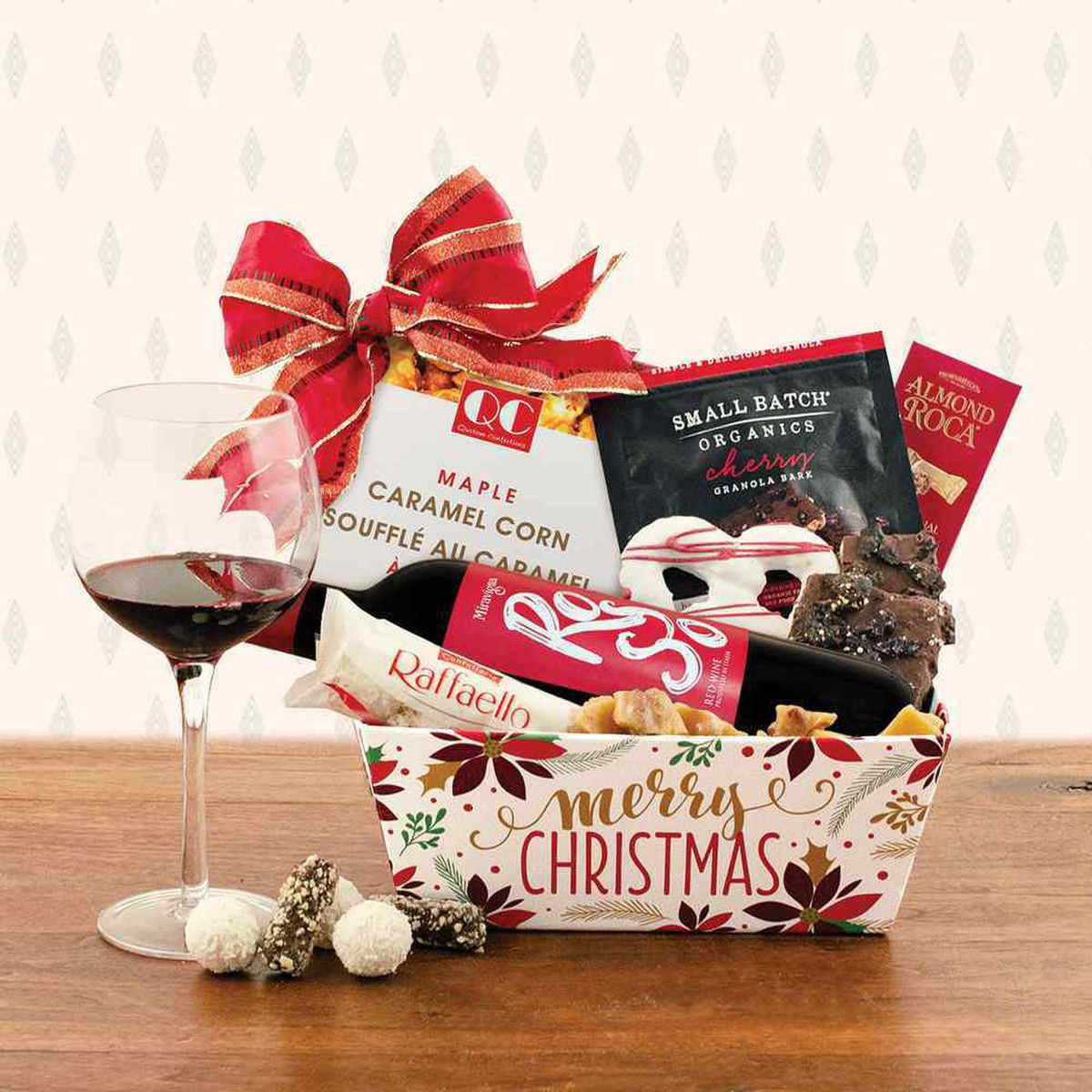 Merry And Bright Red Wine Gift Basket
